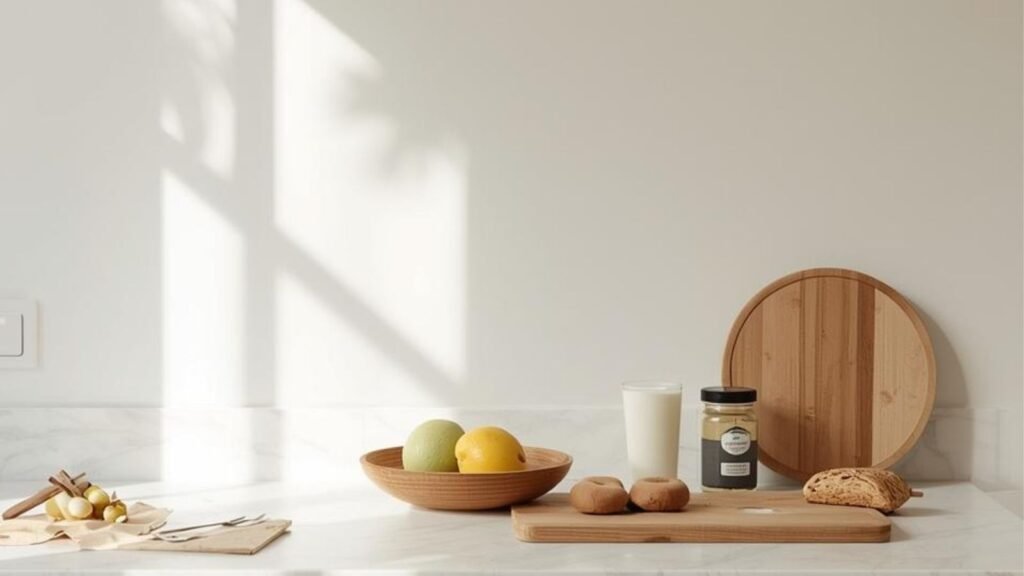 A simple home kitchen scene representing predictable, boring food prep that is easy to maintain.
