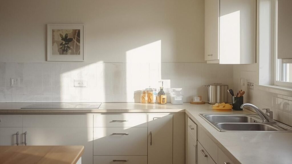 A calm home kitchen representing why convenience food feels necessary during busy weeks.
