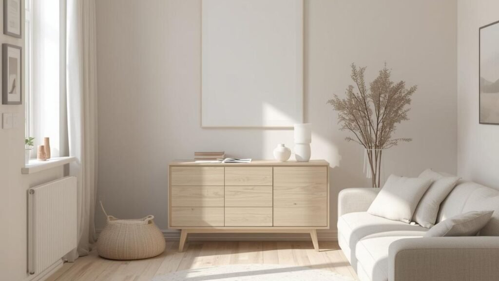 A calm, uncluttered home environment representing fewer daily decisions and simple living.
