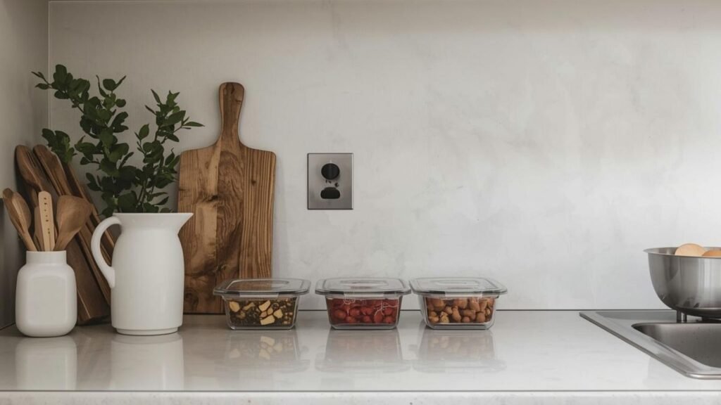 A small amount of meal prep showing a realistic approach to preparing only a few meals for the week.