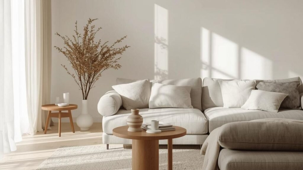 A calm, uncluttered home interior representing how keeping life simple takes less energy.