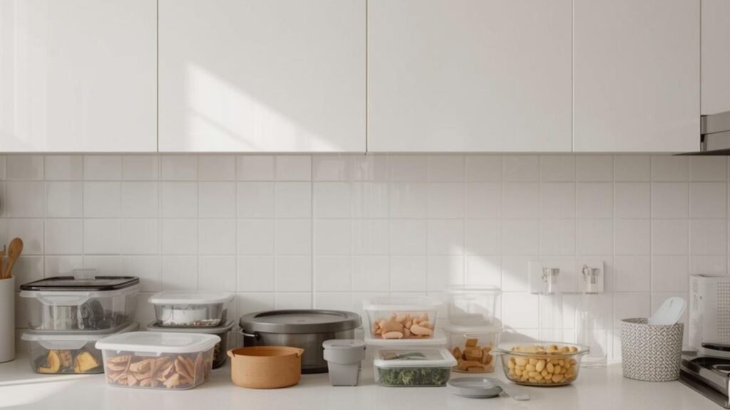 A simple meal prep setup showing how fewer meals and less complexity make food prep easier to maintain.