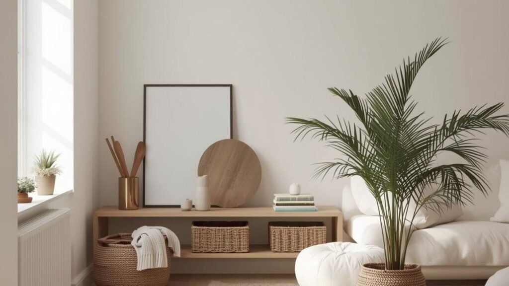 Simple living space with minimal items to lower bills and expenses.